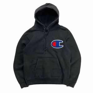 Champion チャンピオン 肉厚 プルオーバー パーカー スウェット ロゴ 目玉 ブラック M