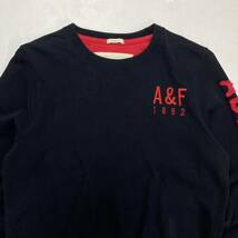 Abercrombie＆Fitch アバクロンビー＆フィッチ スウェット トレーナー ロゴ ブラック×レッド M アメカジ_画像3