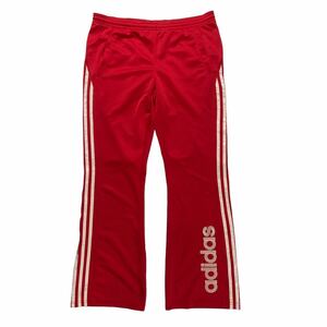 美シルエット adidas アディダス フレア トラックパンツ ジャージパンツ レッド レディース M 