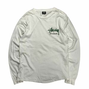 定番 Stussy ステューシー 長袖 Tシャツ ロン T ロゴ ホワイト×グリーン M