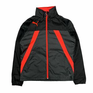 美品 puma プーマ ウィンドブレーカー ブルゾン ブラック×レッド メンズ Sサイズ 裏起毛 アウター スポーツウェア ラグランスリーブ