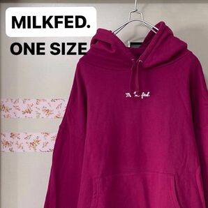 MILKFED. ロゴワンポイント刺繍 フーディー パーカー ONE SIZE ミルクフェド 古着 スウェット