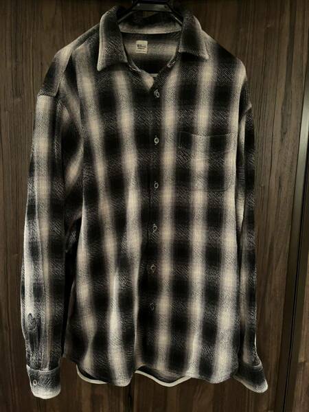 RON HERMAN RHC ローハーマン オンブレ チェック ネルシャツ flannel shirts フランネルシャツ 白×黒 XL