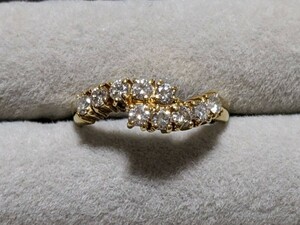K18 18金 ダイヤモンドリング 指輪 ダイヤモンド 10石（0.5ct）付き 総重量 3.0ｇ サイズ 11号 USED イエローゴールド YG