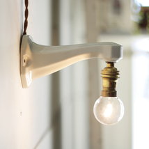 白陶器 1910年 フランス アンティーク ウォールランプ 壁付け ランプ 間接照明 アーム ランプ ビンテージ アールヌーボー ビクトリアン_画像1