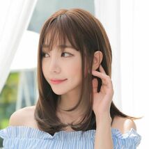 492　ロングストレート　フルウィッグ　　ミディアムヘアー　テカリなし　耐熱　wig 医療用　自然　人気　かつら　コスプレ　変装　女装_画像3