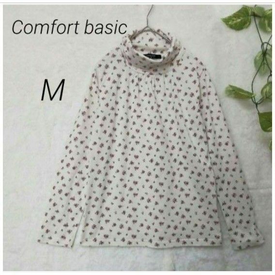 Comfort basic ／小花柄／タートルネックシャツ【M】生地柔らか／ハニーズ／レディース／トップス／プルオーバー長袖／秋冬