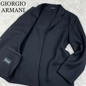 極美品 アンコンジャケット ジョルジオアルマーニ テーラードジャケット ウール ナイロン 黒 ブラック GIORGIO ARMANI 黒タグ 最高級 46