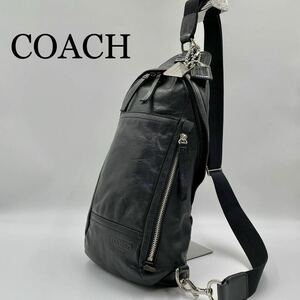 極美品 コーチ トンプソン ボディバッグ ショルダーバッグ グレインレザー COACH クロスボディ コンバーチブル スリング 70617 黒 ブラック