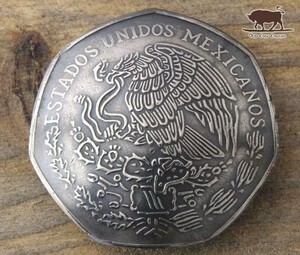 ◎コンチョ ネジ式　メキシコ　10ペソ　イーグル　30mm　七角形　ネジ式