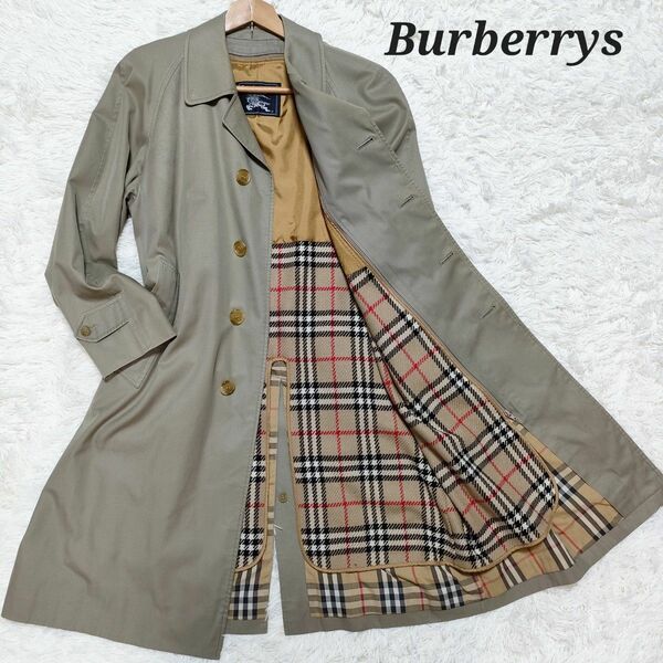 【美品】Burberrys　バーバリーズ　ステンカラーコート　ライナー付き　ノバチェック　比翼仕立て　メンズ