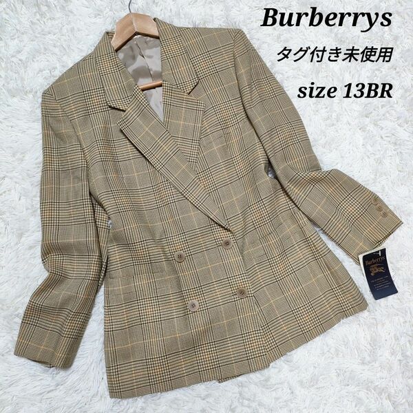 【未使用タグ付き】Burberrys バーバリーズ　テーラードジャケット　ダブル　ブレザー　グレンチェック　13BR　大きいサイズ