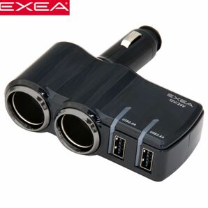 EXEA 星光産業 12V/24V車対応 2連ソケット&USBポート モニターUSBソケット EM-158 コード2本おまけ付き