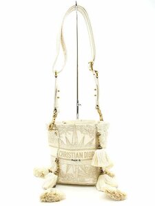 Christian Dior クリスチャンディオール D-BUBBLE スモール エンブロイダリーバケットバッグ ホワイト ITYF5V9BAZS4
