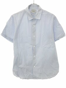 YAECA ヤエカ COMFORT SHIRT RELAX LONG S/S スナップボタンコンフォートシャツ ブルー系×ホワイト S 10141 IT3KXF9C1O26