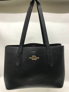 【美品】COACH コーチ 黒 BLACK ブラック トートバッグ ハンドバッグ ワンショルダー　F48733 ゴールドカラー金具　レザー