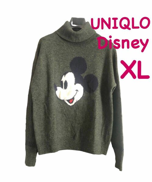 UNIQLO ユニクロ　Disney ディズニー　ミッキーマウス　タートルネック セーター　XL グリーン　緑　トップス　