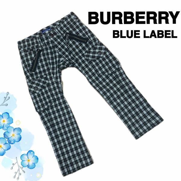 【美品】BURBERRY BLUE LABEL パンツ チェック 36 ブラック