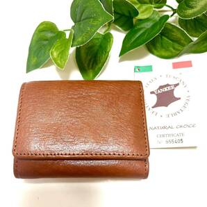 【極美品】Italy leather 折り財布 三つ折り レザー ブラウン