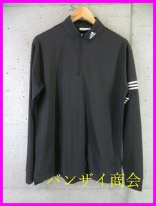 1110s2◆美品です◆吸汗速乾◆adidas golf アディダスゴルフ ハーフジップ 長袖ドライシャツ L/ゴルフシャツ/ジャケット/ブルゾン/メンズ