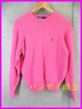 4210s12◆良品です◆Ralph Lauren ラルフローレン ウールニットセーター M/ピンク系/ジャケット/ポロシャツ/アメカジ/古着_画像1