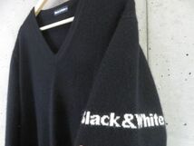 012m18◆良品です◆カシミヤ100％◆日本製◆BLACK&WHITE ブラックアンドホワイト カシミヤニットセーター LL/ゴルフジャケット/ポロシャツ_画像2