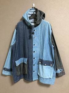 名作 AiE Krazy Parka Cotton Velveteen クレイジー デニム 切り替え カバーオール ジャケット エーアイイー L