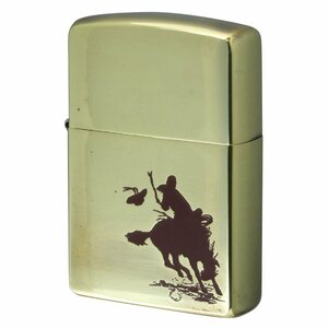 絶版/ヴィンテージ Zippo ジッポー 中古 2005年製造Paul Smith 真鍮 エッチング カウボーイ [B]使用感ありやや傷汚れあり