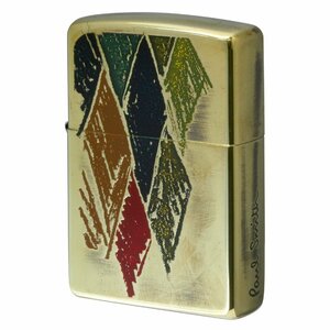 絶版/ヴィンテージ Zippo ジッポー 中古 2007年製造Paul Smith 真鍮 カラフルアーガイル柄 エッチング4色 [S]ほぼ新品同様