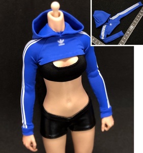  stock 1 postage 84 jpy ) blue 1/6 micro Mini hood Parker woman clothes long T ( inspection DAMTOYS e&s DID VERYCOOL TBleague phicen figure 