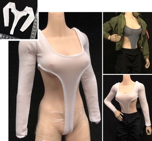  postage 84 jpy ) white 1/6 long tanker body suit woman high leg clothes ( inspection DAMTOYS VERYCOOL TBleague phicen hot toys JIAOUDOLL figure 