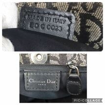 1円【入手困難】クリスチャンディオール Christian Dior ハンドバッグ トロッターD金具 黒 ブラック レディース 総柄 キャンバス レザー 革_画像10