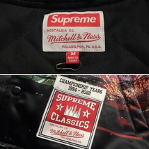 美品 22SS SUPREME シュプリーム × Mitchell & Ness ミッチェルアンドネス Stadium Satin Varsity Jacket スタジャン ジャンパー M_画像8