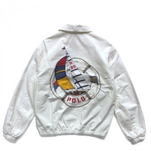 未使用品 POLO RALPH LAUREN ポロラルフローレン 復刻 1989 SAILING WIND BRAKER BIG YACHT ジャケット スウィングトップ 刺繍 M ホワイト