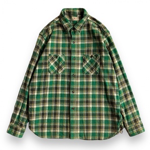 日本製 SUGAR CANE シュガーケーン TWILL CHECK L/S WORK SHIRT ツイル チェック 長袖 ワーク ネル シャツ SC27698 フランネル XL グリーンの画像1