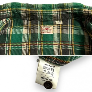 日本製 SUGAR CANE シュガーケーン TWILL CHECK L/S WORK SHIRT ツイル チェック 長袖 ワーク ネル シャツ SC27698 フランネル XL グリーンの画像5