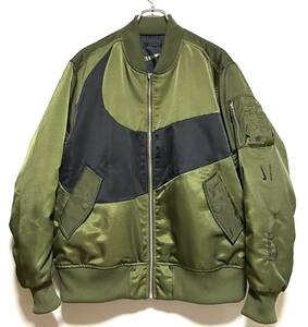 【美品】NIKE NSW SYNFL SWOOSH BOMBER（XL）オリーブ ナイキ ビッグ スウッシュ ボンバー ジャケット リバーシブル MA-1