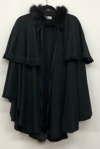 1円～【中古】PIERRE BALMAIN　ピエールバルマン　ファー付き　ポンチョ　ブラック　サイズ38