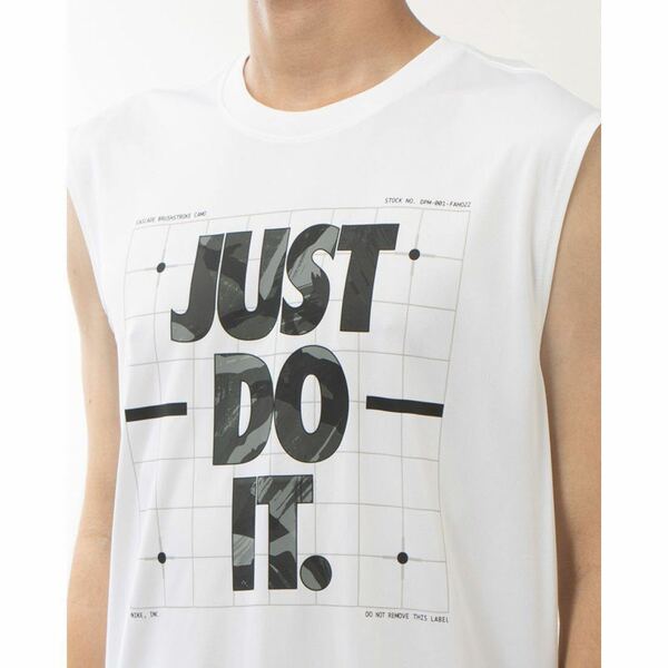 新品 NIKE ナイキ メンズ ドライ JUST DO IT JDI カモ 迷彩 スリーブレス Tシャツ タンクトップ ワークアウト トレーニングシャツ 白 XL