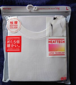 【ユニクロ ヒートテック】 MEN/メンズ 極暖 エクストラウォーム クルーネックT Lサイズ 白/ホワイト HEATTECH