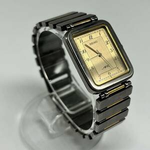 ★SEIKO★セイコー ARC 7321-5850 クォーツ 腕時計 ゴールド文字盤 スクエア メンズ ウォッチ 