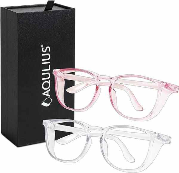 眼鏡 メガネフレーム クリアカラー めがね 2個セット 安全メガネ ゴーグル 曇り止め 傷がつきにくい 安全メガネ 男女兼用
