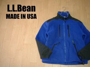 USA製80sビンテージL.L.Beanジップアップデナリフリースジャケット米国製Mブルー正規エルエルビーンMADE IN USAクリマプラスバーサロフト