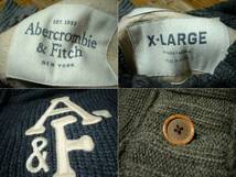 Abercrombie & FitchカシミヤMIXボタンアップカーディガンXLグレー正規アバクロンビー&フィッチA&F刺繍カウチンセーターCASHMEREカシミア_画像3