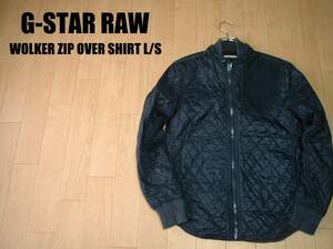 G-STAR RAW WOLKER ZIP OVER SHIRT L/SキルティングジャケットSインディゴ正規ジースターローラベンハム中綿デニム切り替え定価21,000円