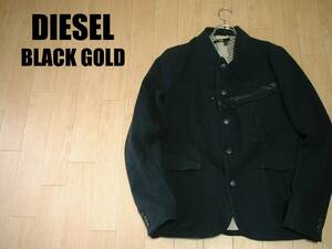 売り切り高級DIESEL BLACK GOLDシングルナポレオンジャケット美品L正規ディーゼルブラックゴールド牛革使いカバーオール定価68,000円