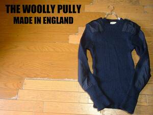 THE WOOLLY PULLYショルダー&エルボーパッチ付ミリタリーコンバットセーター英国製40in正規ウーリープーリーU.K.コマンドーMADE IN ENGLAND