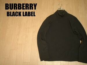 BURBERRY BLACK LABELタートルネックラムウールセーター美品3茶色ブラウン正規バーバリーブラックレーベルハイネック三陽商会ノバチェック