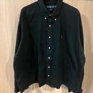 ◆ビックサイズ◆POLO RALPH LAUREN リメイク長袖シャツ ブラック　サイズXXL