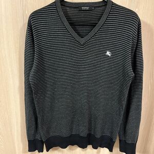 ◆オススメ◆BURBERRY BLACK LABELボーダーVネック ニット サイズ3